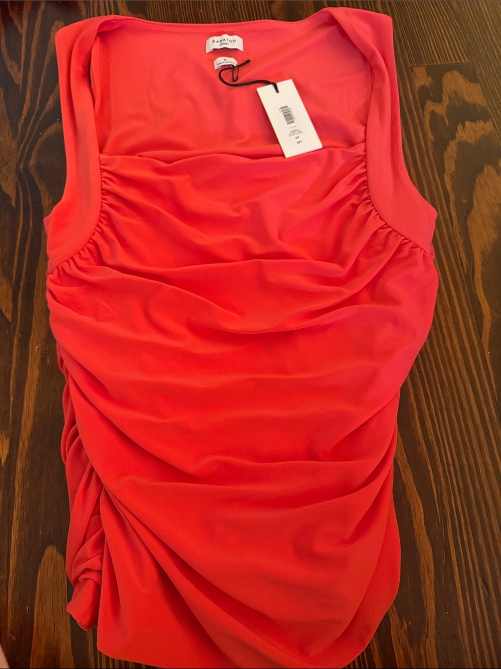 Aritzia Red Coral Ruched Sleeveless Tank
